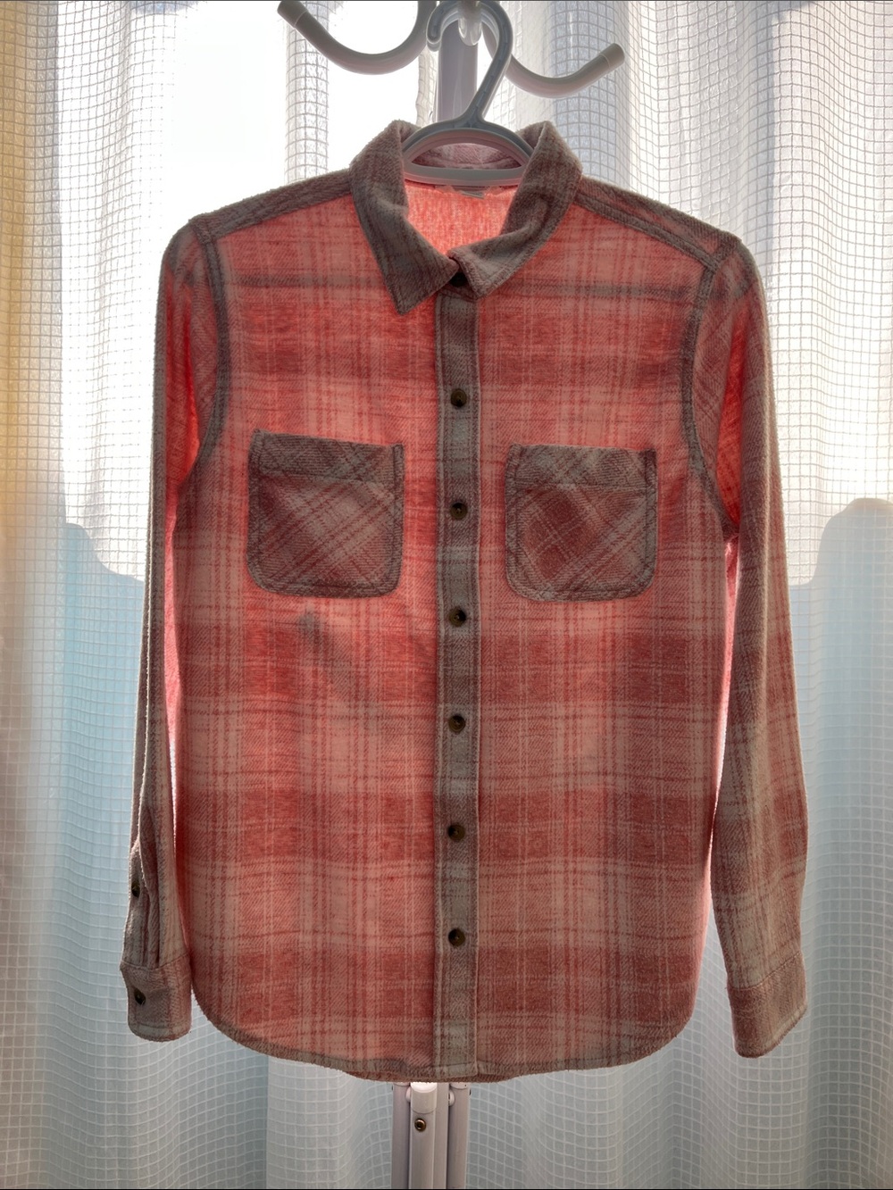 Casual Women’s Red Plaid Button-Down Shirt